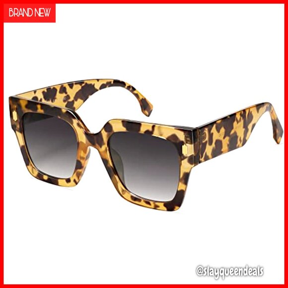 Oversized Square Sunglasses, UV400 Protection, Retro Vintage Style main image 4